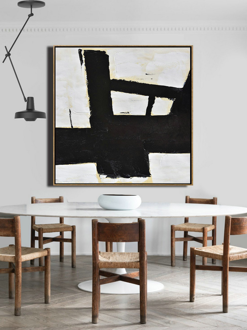 Extra Large Textured Painting On Canvas,Handmade Minimal Art Palette Knife Canvas Painting, Black White Beige - Large Abstract Art Handmade Acrylic Painting
